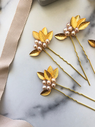 Pearl Flower Hairpins  - single